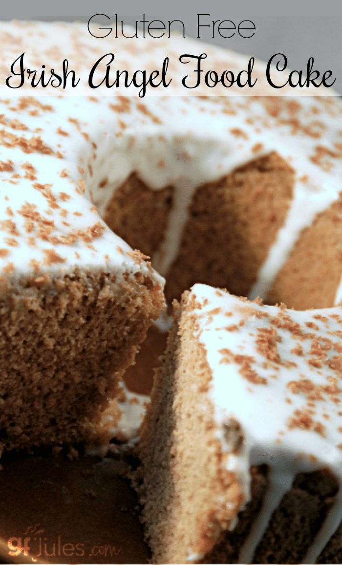 gluten free Irish Angel Food Cake by gfJules~This Irish twist on this Angel Food Cake produces a slightly chocolatey, flavorful cake that is perfect for any party or special dessert occasion.