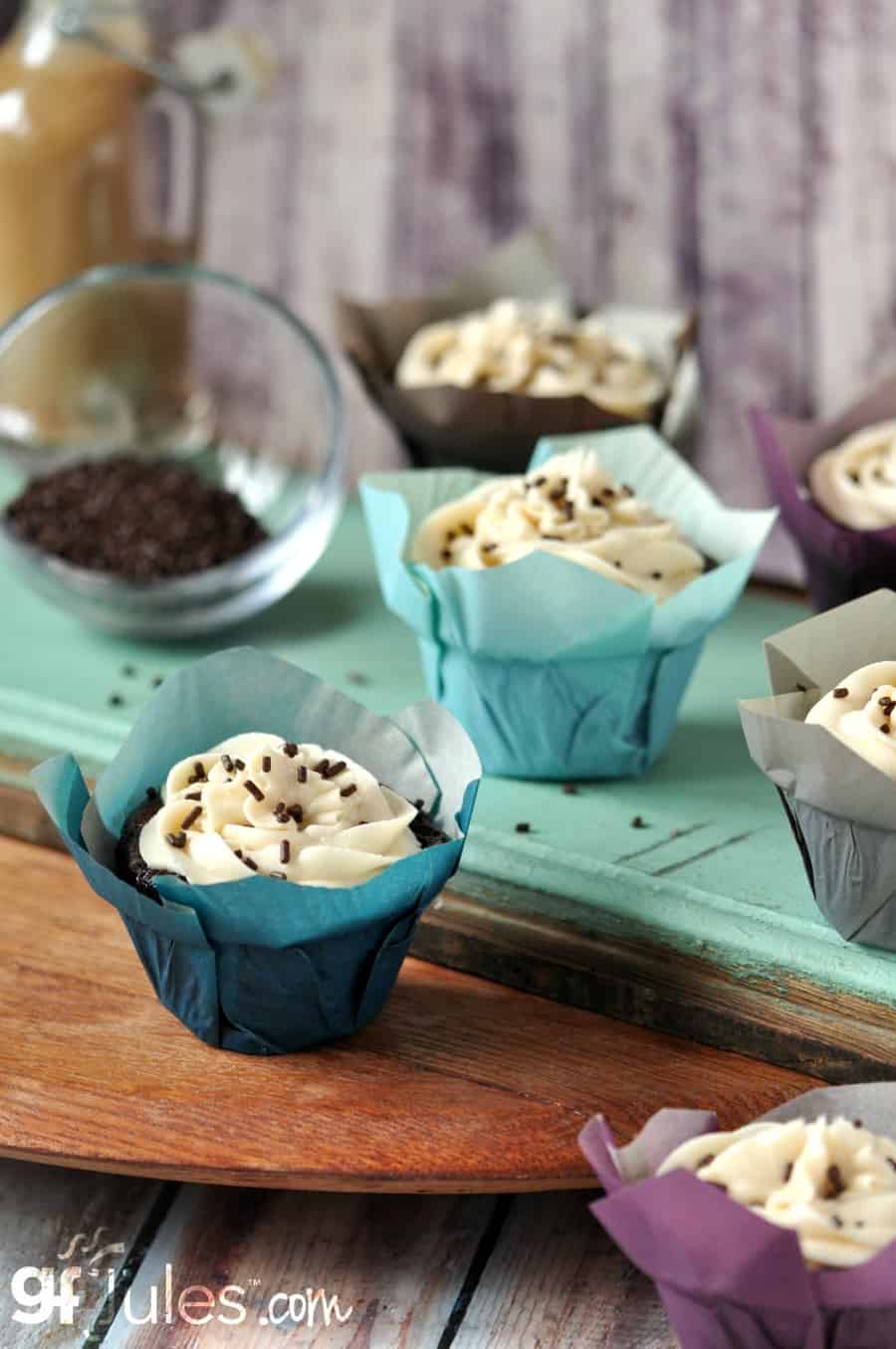 Gluten Free Irish Cream Cupcakes in Blue - gfJules