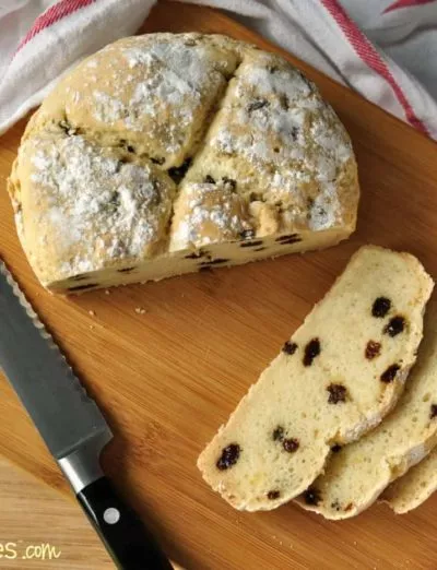 gluten free Irish soda Bread with knife -gfJules