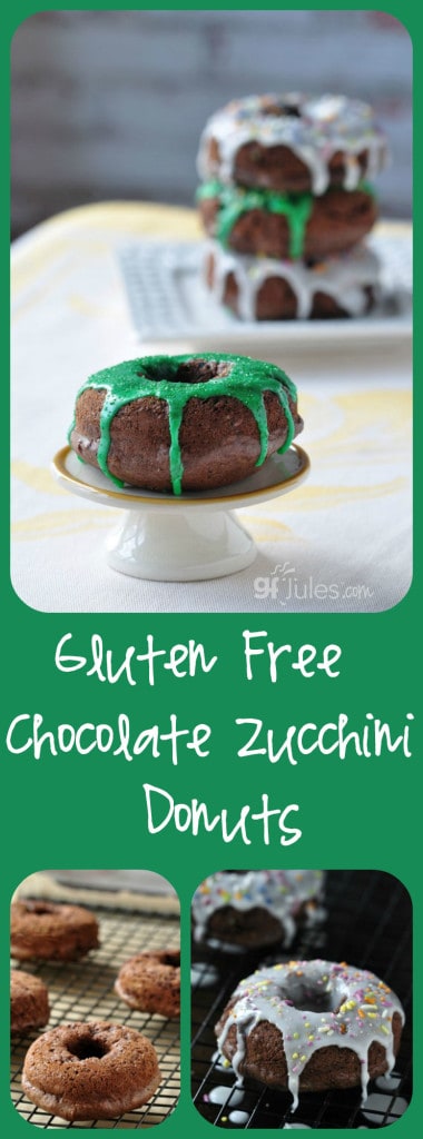 Gluten Free Zucchini Donuts? You'd never know there's something healthy tucked inside these decadent chocolate donuts. Soft & sweet - too good to stop at one! | gfJules.com