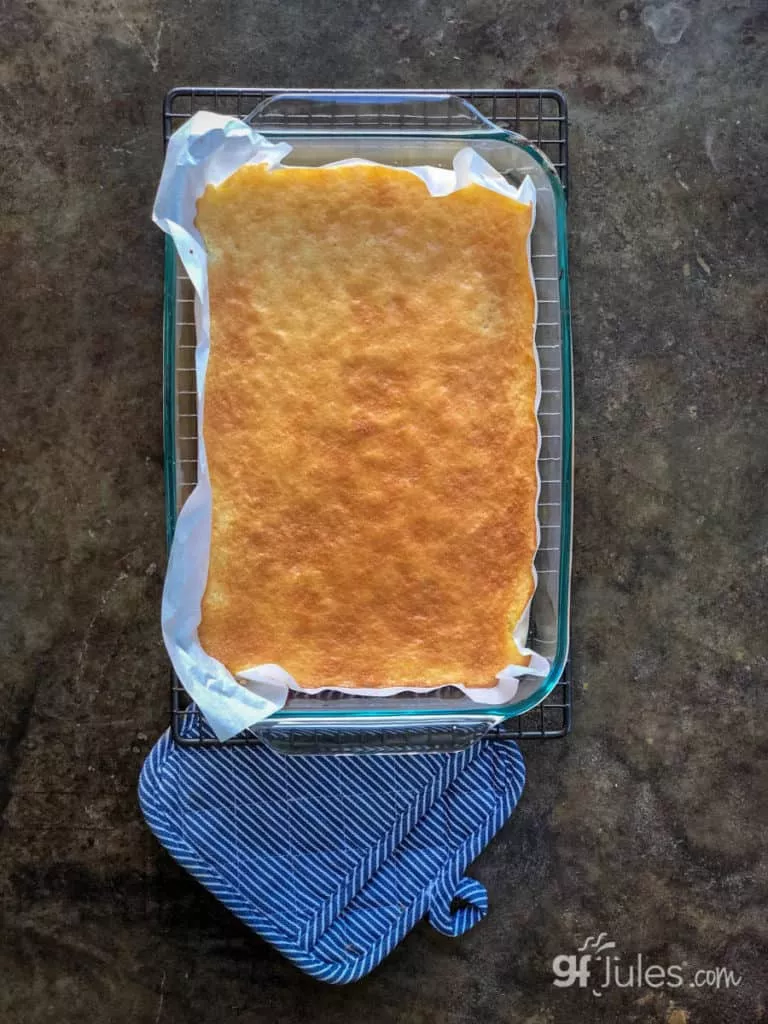 gluten free lemon bars after baking