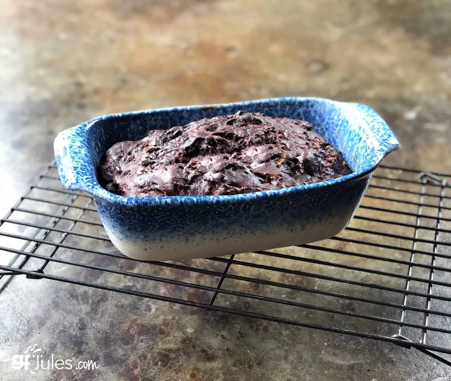 Gluten Free Secret Ingredient Chocolate Zucchini Coffee Bread in Pan