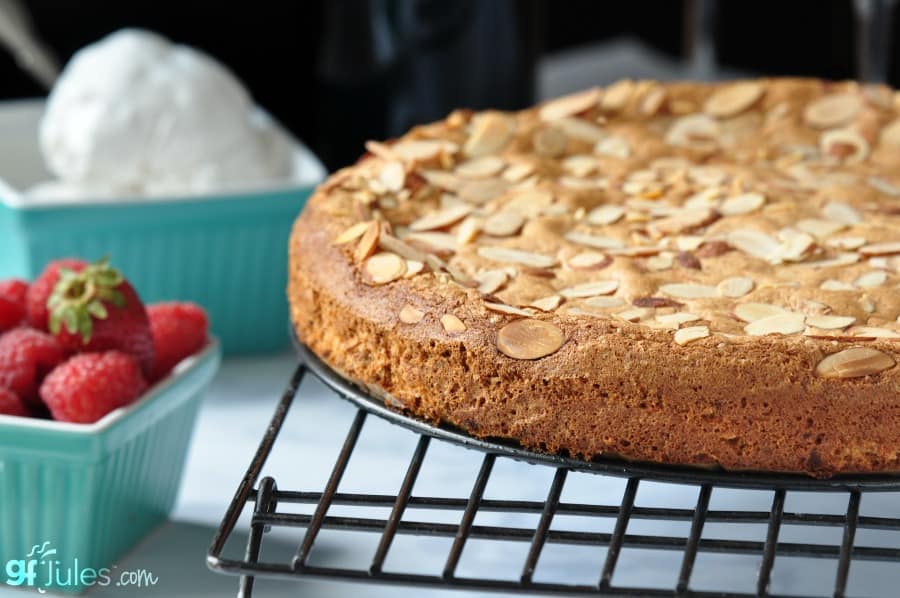 Lemon Almond Cake on rack gfJules