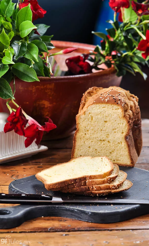 gluten free beer bread sliced vertical