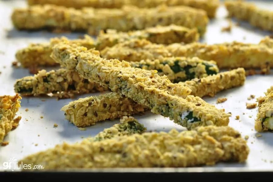 gluten free baked zucchini fries close