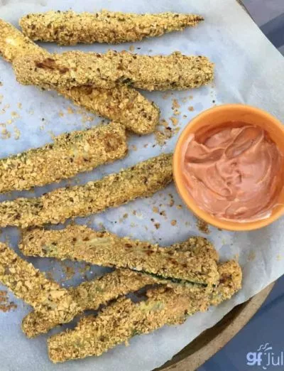 gluten free baked zucchini fries with aoli