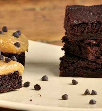 gluten free brownies with and without peanut butter frosting and chips