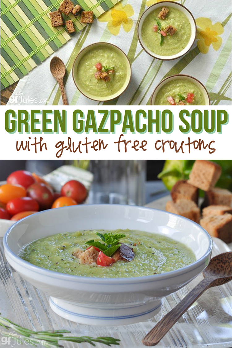 Green Gazpacho Soup With Gluten Free Croutons