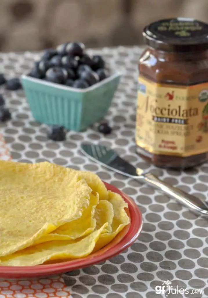 gfJules gluten free crepes and Nocciolata vegan hazelnut spread