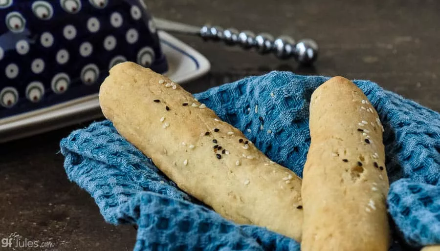 gluten free bread sticks in basket CU