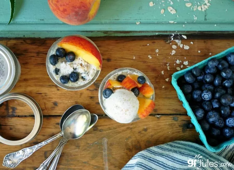 gluten free overnight oats with peaches
