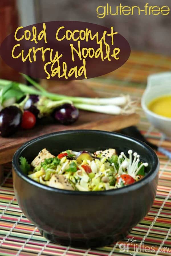 Cold Coconut Curry Gluten Free Noodle Salad by gfJules is great as a main dish or a side!