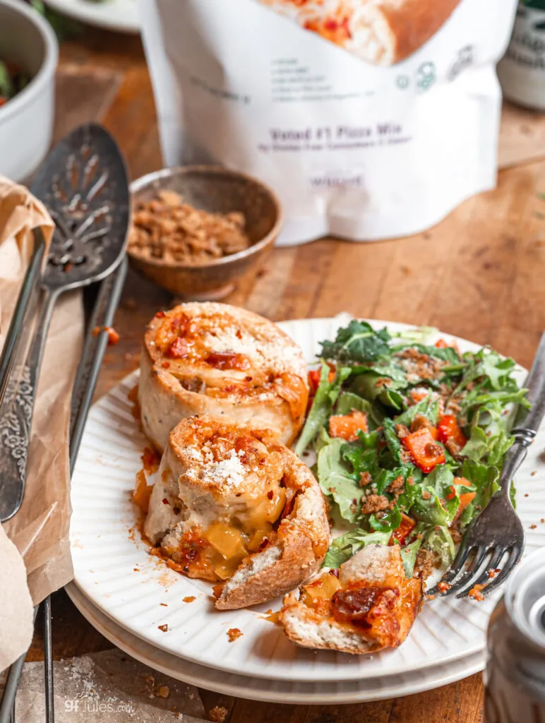 gluten free pizza rolls with gfJules Pizza Crust Mix