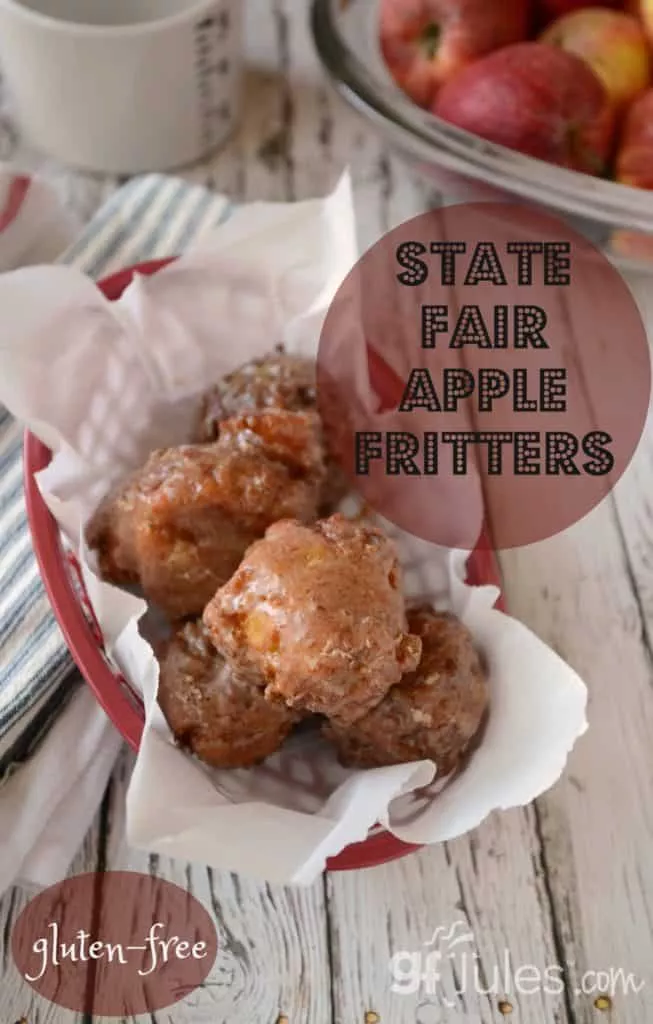 You know it's apple fritter season when ... the air is crisp, the evenings are cool, the apples are plentiful and state fairs are happening all around the country. That is why now is the perfect time to share an incredibly delicious recipe for fair food that isn't typically gluten free - apple fritters.-gfjules-com