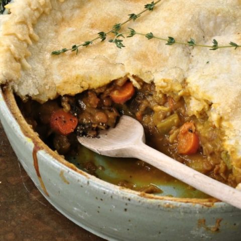 Gluten Free Pot Pie with spoon