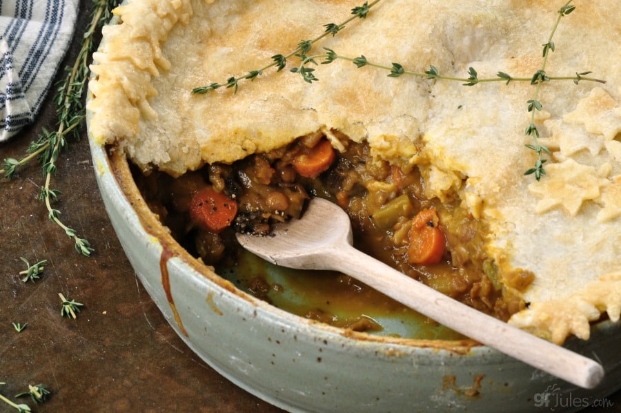 Gluten Free Pot Pie with spoon