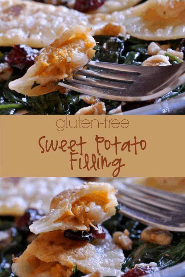 This sweet potato filling for pierogi is a great example of the delicious variations you can use for homemade gluten free pierogi or ravioli.