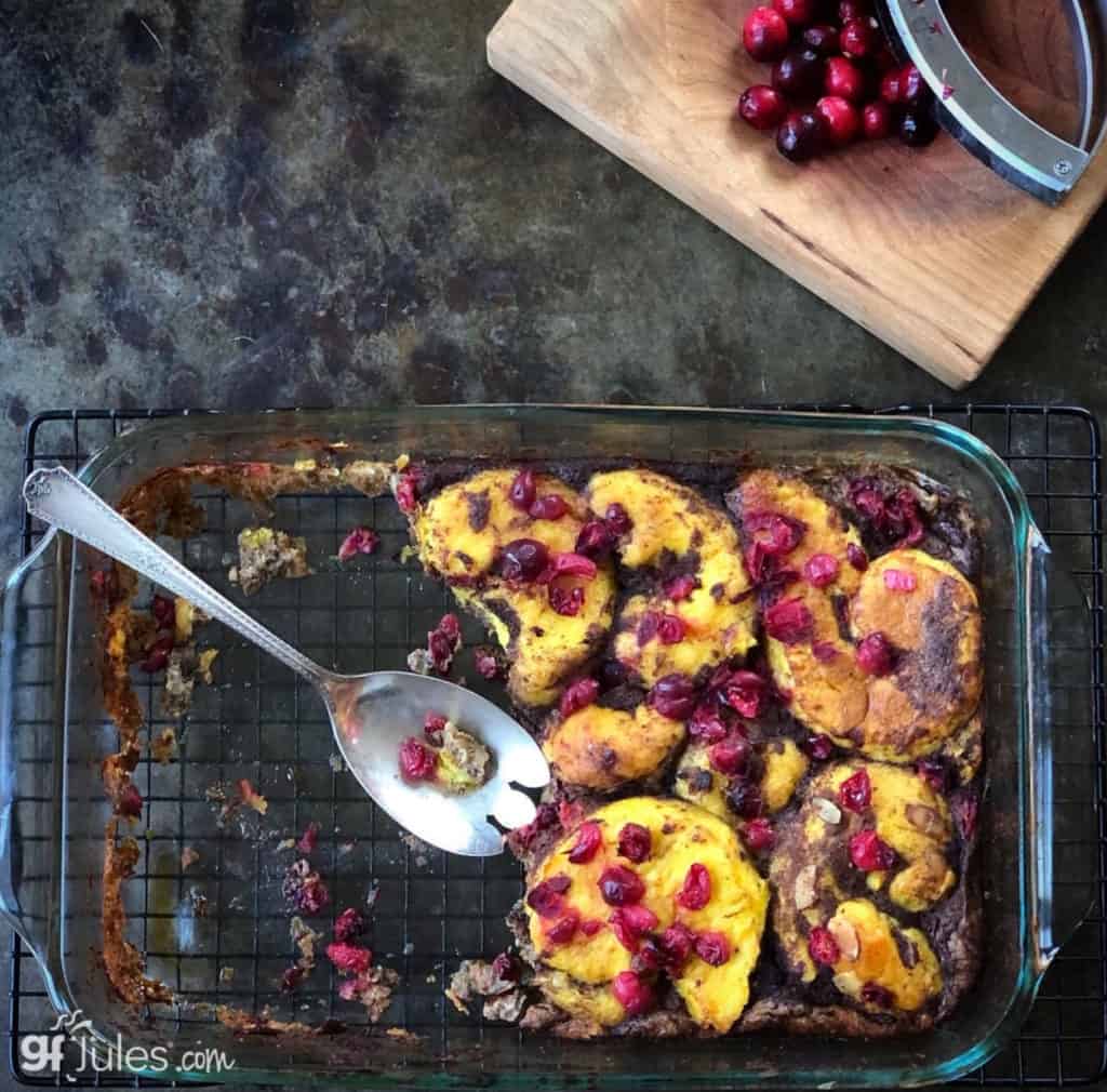 Gluten Free overnight French Toast Casserole with St. Lucia buns