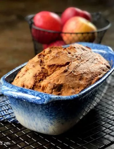 gluten free apple bread in pan