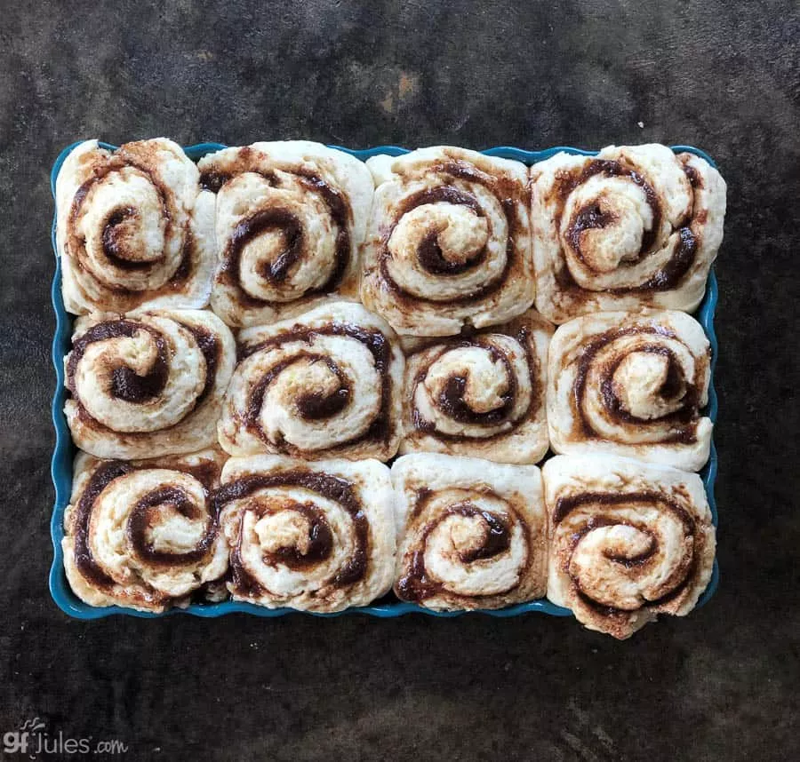 gluten free cinnamon rolls after rising