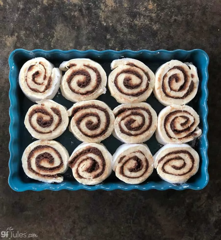 gluten free cinnamon rolls before rising