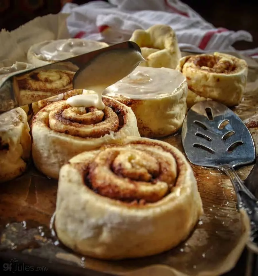 gluten free cinnamon rolls with frosting gfJules