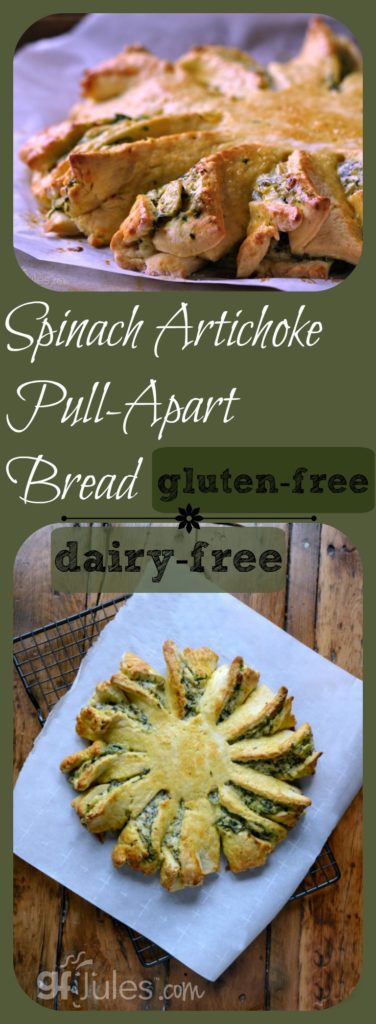 Gluten Free Spinach Artichoke Pull Apart Bread gfJules.com gluten-free and dairy-free