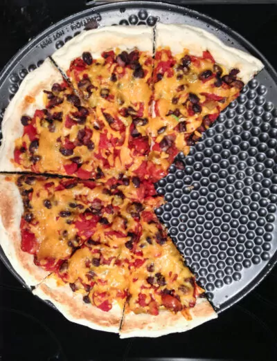 gluten free Mexican Pizza on tray