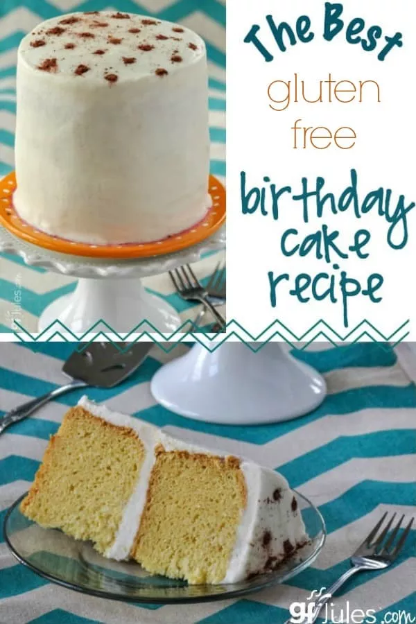 White cake or chocolate cake, this recipe makes the BEST gluten free birthday cake EVER! And moist like you READ about. From gfJules, no wonder!