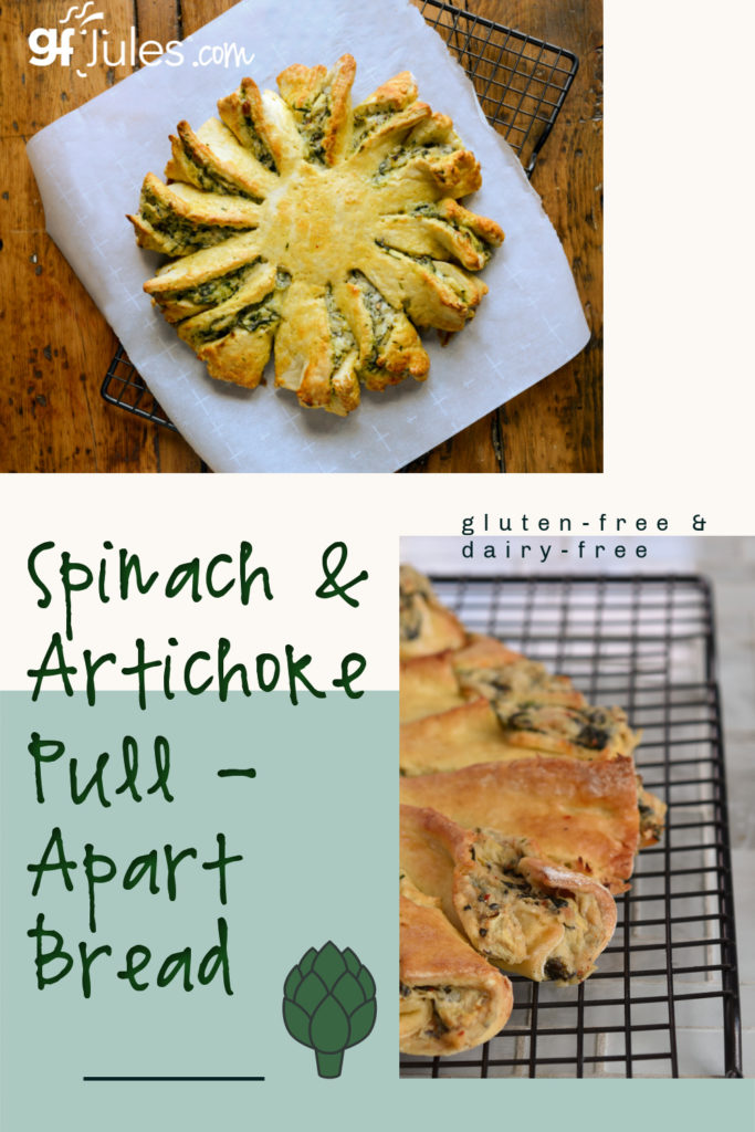 Gluten Free Dairy Free Spinach Artichoke Pull Apart Bread | gfJules