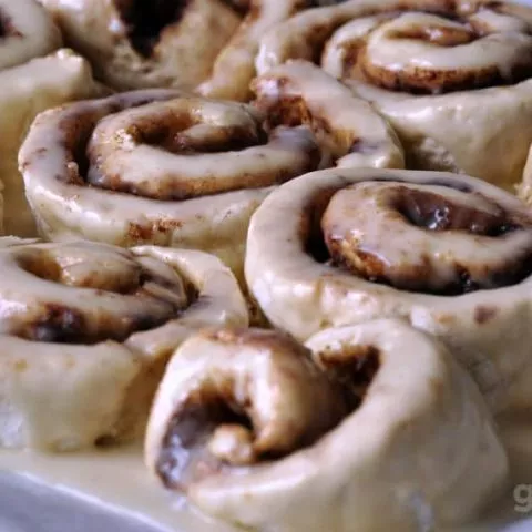 gluten free cinnamon rolls on pan