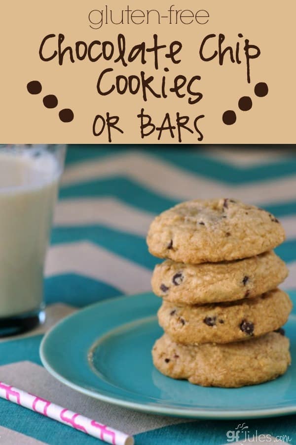 Gluten Free Chocolate Chip Cookies or Bars - gfJules