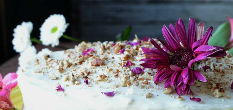 Gluten Free Carrot Cake with flowers CU