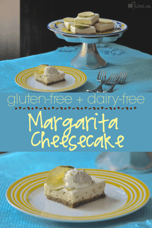 Gluten Free Dairy Free Margarita Cheesecake turns a festive libation into a luscious dessert!