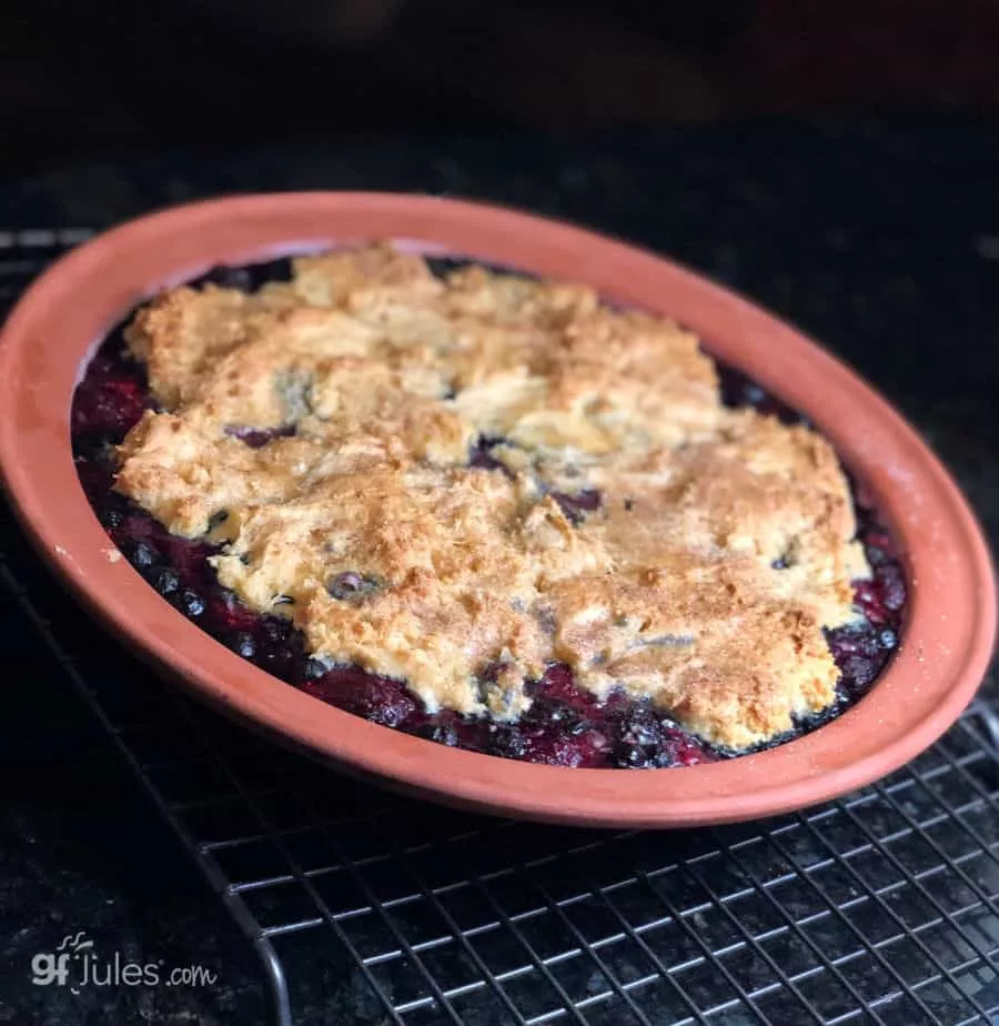 Glutenvrije ouderwetse bosbessencake op het rooster