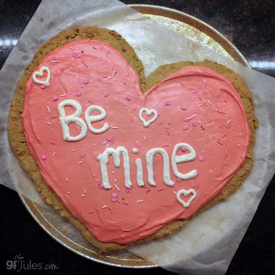 giant gluten free chocolate chip cookie Valentine's Day heart