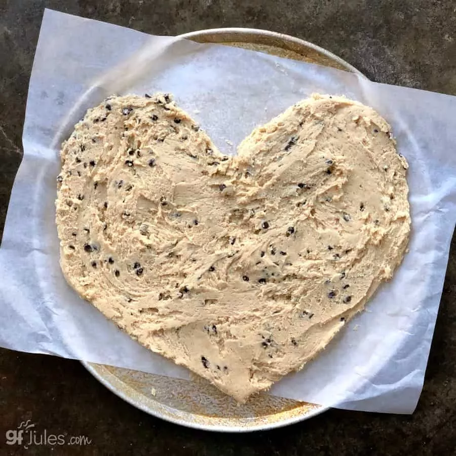 giant gluten free chocolate chip cookie dough heart