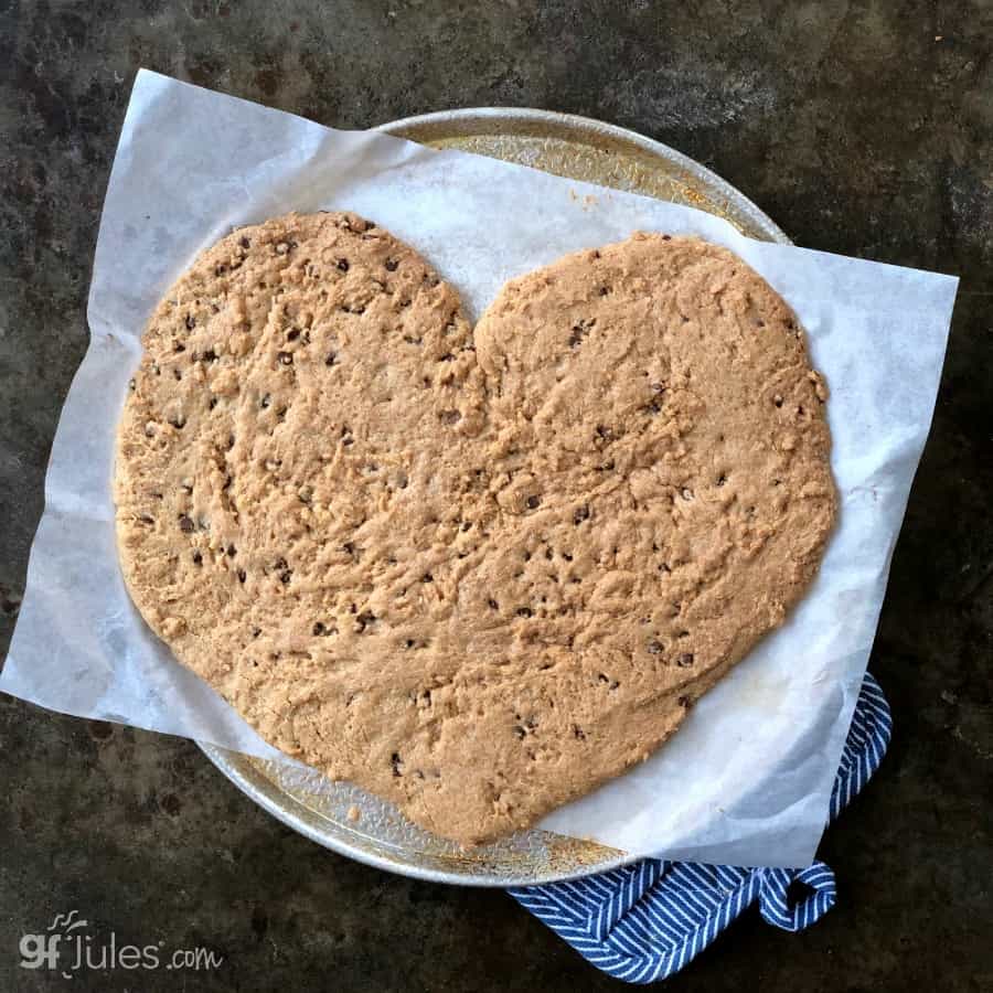 giant gluten free chocolate chip cookie heart