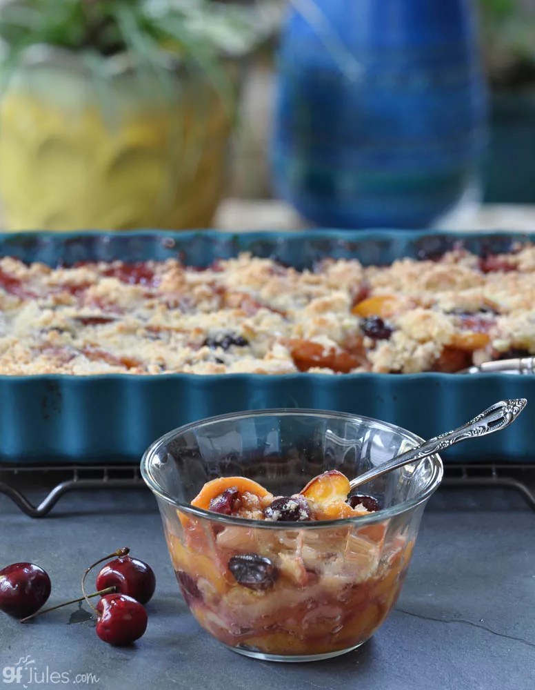 gluten free peach cherry cobbler bowl 2 | gfJules