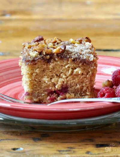 gluten free rhubarb coffee cake square