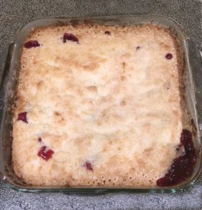 Reader Jessica N.'s 8x8 Easiest Gluten Free Dessert made with fresh pitted cherries & sugar.