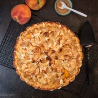 gluten free peach pie with sugar