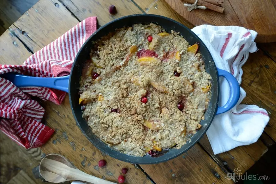 Peach Skillet Crisp with Towel