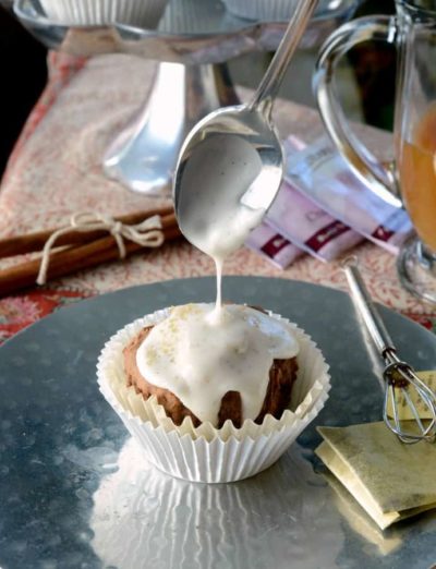 gluten free chai tea muffin glazing square