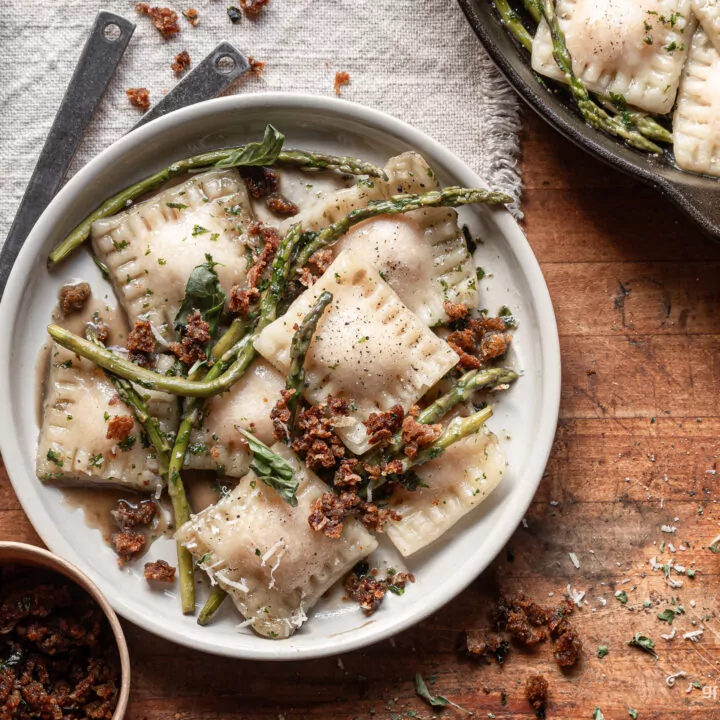 homemade gluten free ravioli in bowl