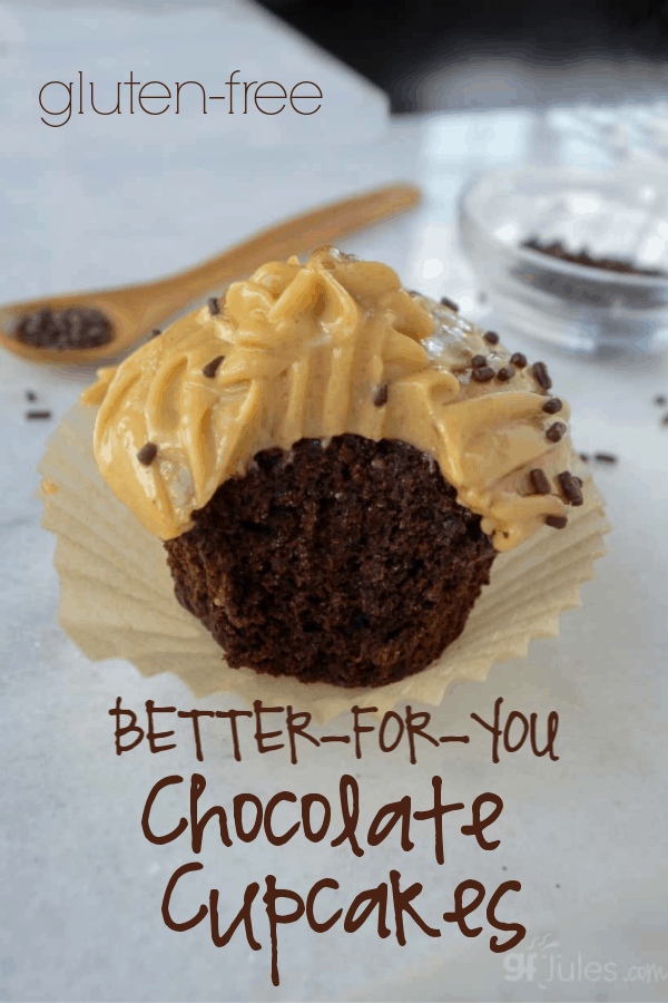 Healthier gluten free chocolate cupcakes defy all the odds! Made with healthier ingredients but no less yummy!