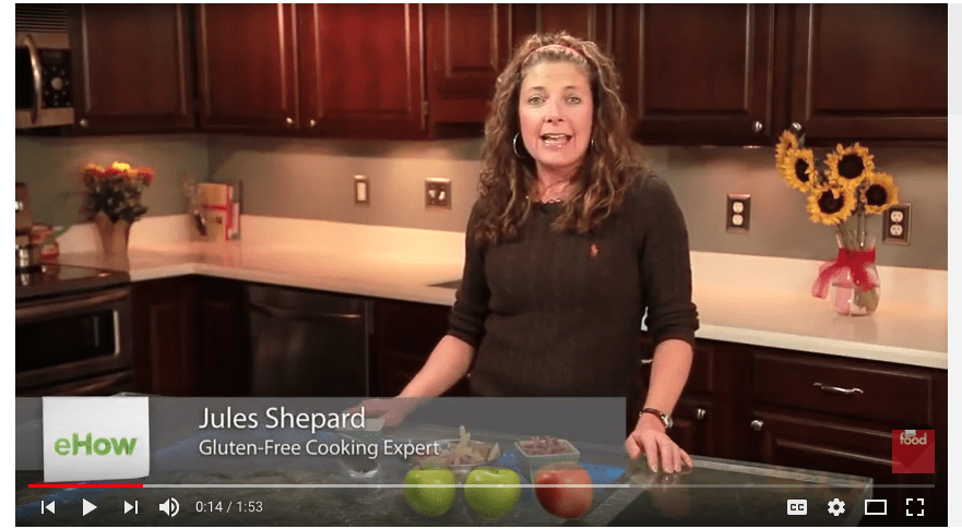 Video making gluten free apple haystacks