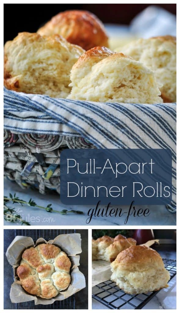 Gluten Free Pull Apart Dinner Rolls – soft and springy rolls that stay fresh for days. A delicious addition to any table! (Gluten-Free & Dairy-Free with vegan sub) |gfJules.com