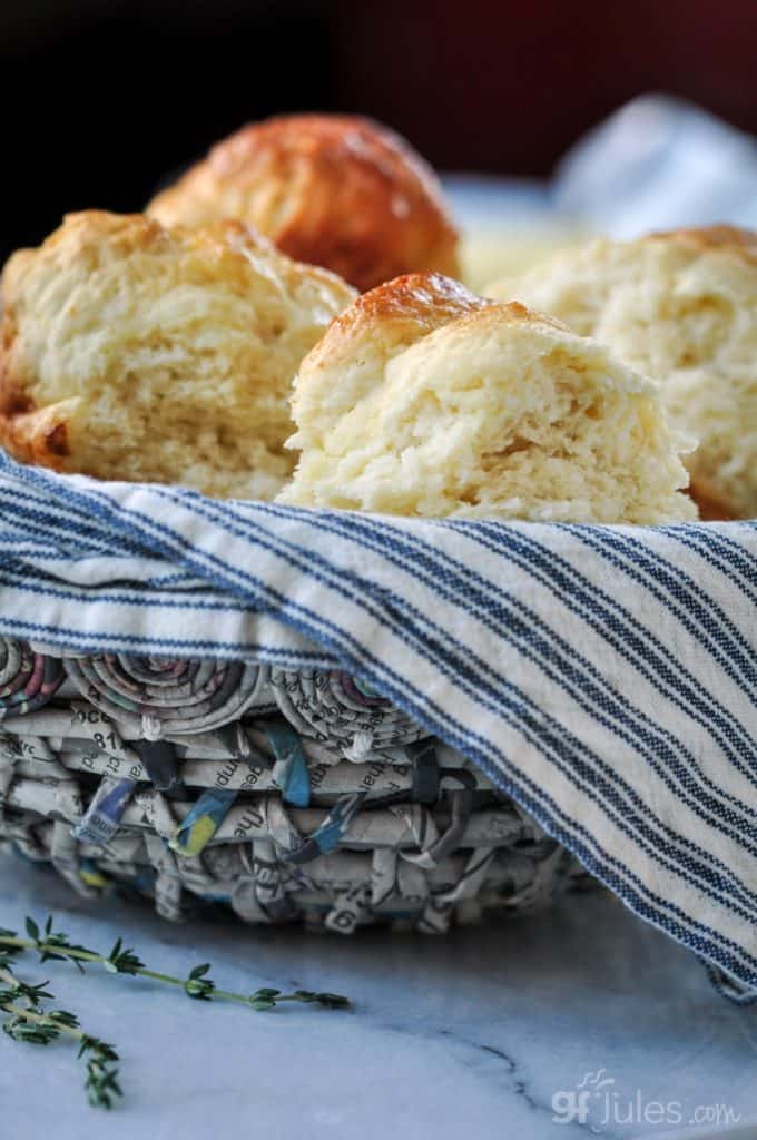 Gluten free pull apart dinner rolls in basket