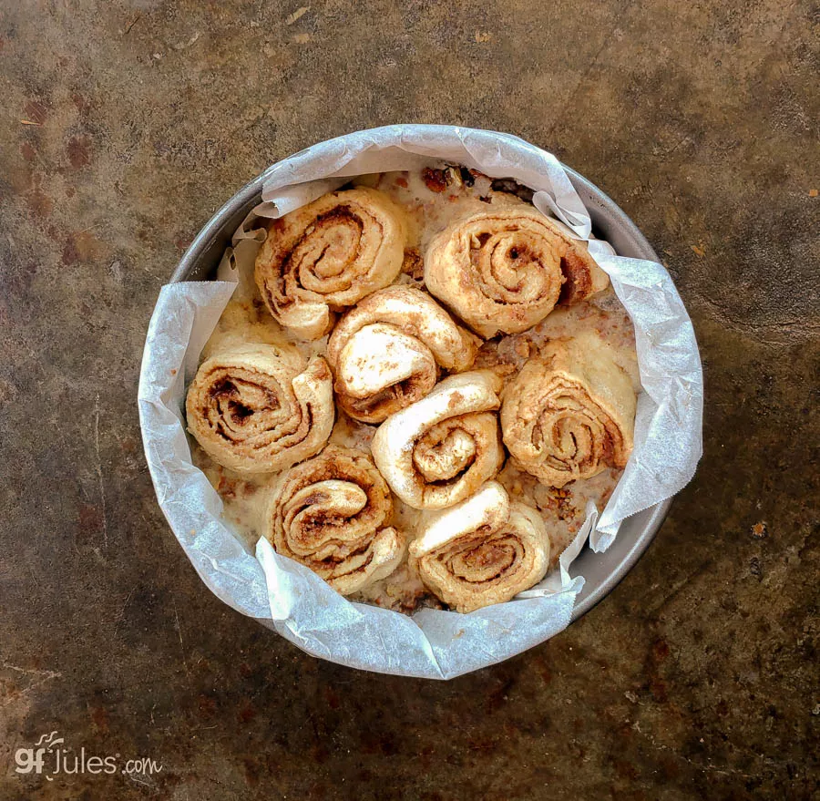 gluten free free cinnamon sticky buns rising overnight